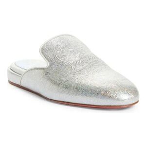 Christian Louboutin Donna Coolito Silver flats RETAIL 895